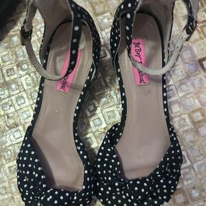 Betsey Johnson Black Polka Dot Women's Shoes Size 8.5